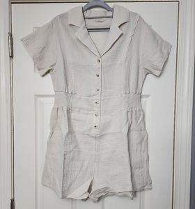 NWT Stone colored Gauze romper, medium.